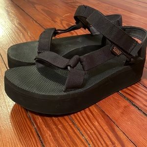 Black platform teva sandals